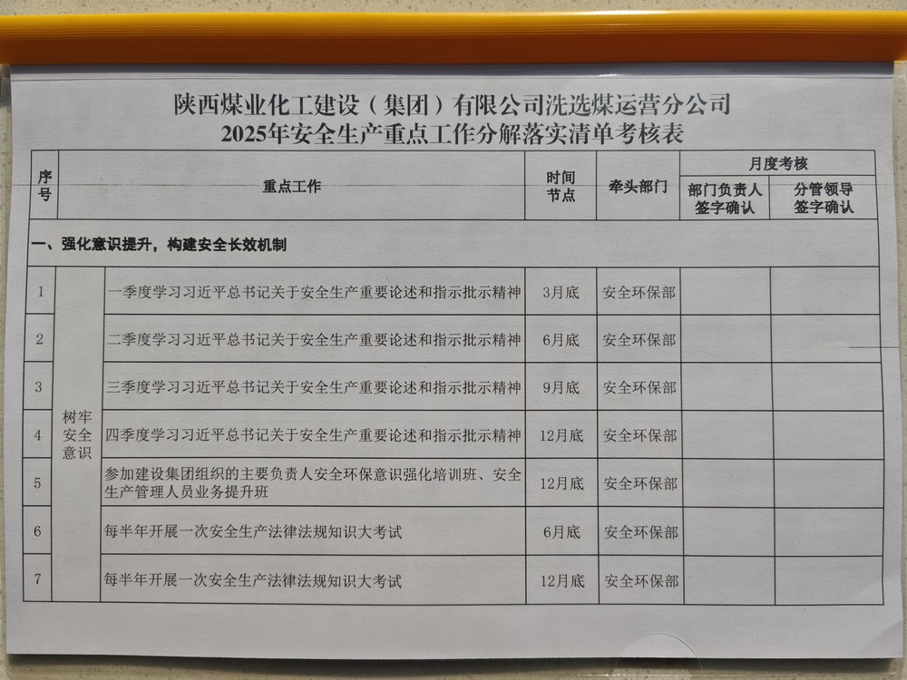 陜煤建設洗選煤運營公司：抓準重點節(jié)點，守好全年“安全門”